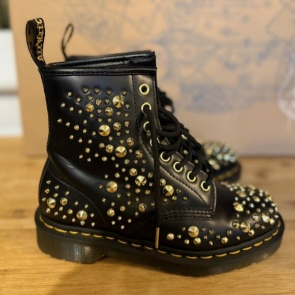 NWOT - Dr Martens 1460 Midas Smooth Leather Gold Studded Boots – RARE - Picture 8 of 16